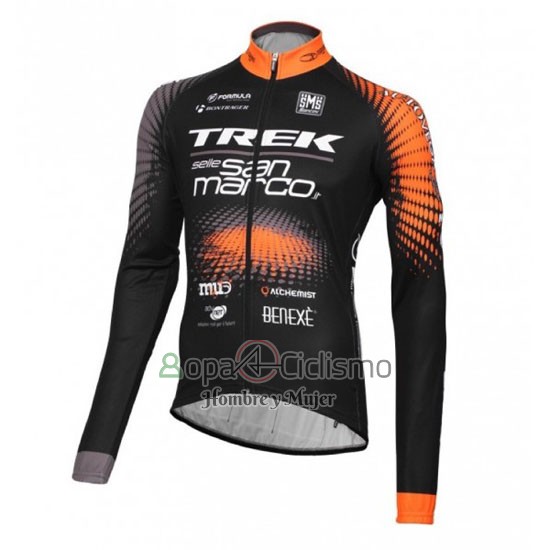 Trek Selle San Marco Ropa Ciclismo Culotte Largo 2016 Mangas Largas Negro y Naranja
